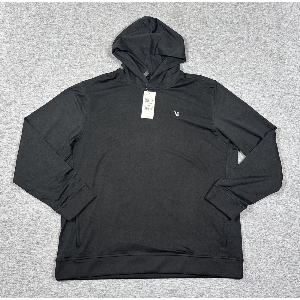 Vuori Ponto Pullover Hoodie Mens XXL Black Heather Performance Active Sports